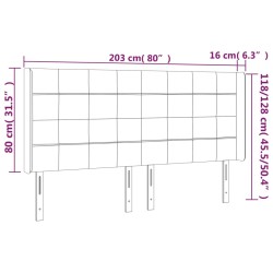 Tête de lit à LED Gris clair 203x16x118/128 cm Velours 624849624849