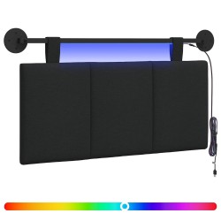 Tête de lit suspendue Avec lumière LED Noir Tissu 624860624860