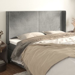 Tête de lit avec oreilles Gris clair 203x16x118/128 cm Velours 624862624862