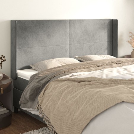 Tête de lit avec oreilles Gris clair 203x16x118/128 cm Velours 624862624862