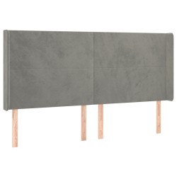 Tête de lit avec oreilles Gris clair 203x16x118/128 cm Velours 624862624862