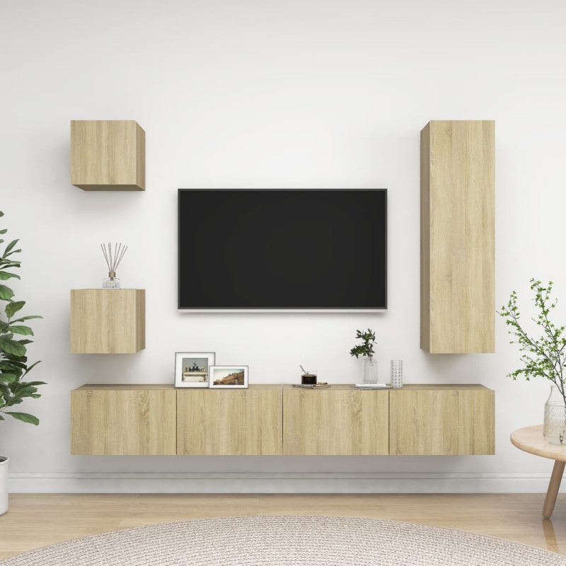 Ensemble de meubles TV 5 pcs Chêne sonoma Bois d'ingénierie 624863624863