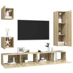 Ensemble de meubles TV 5 pcs Chêne sonoma Bois d'ingénierie 624863624863