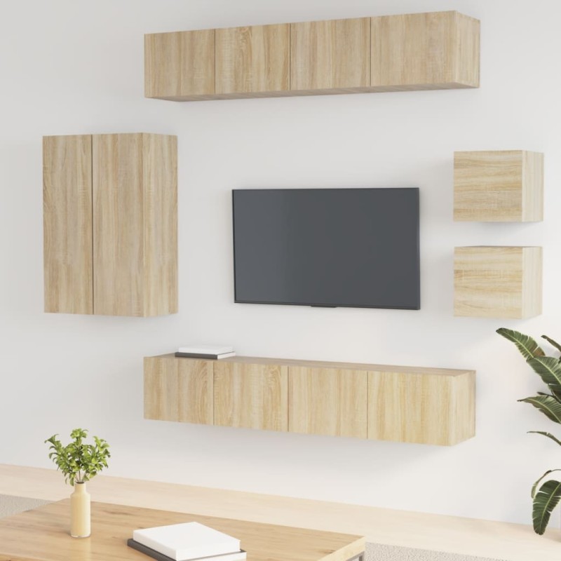 Ensemble de meubles TV 8 pcs Chêne sonoma Bois d'ingénierie 624864624864