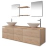 Meuble de salle de bain 9 pcs avec lavabo et robinet Beige 624866624866