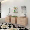 Meuble de salle de bain 9 pcs avec lavabo et robinet Beige 624866624866