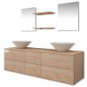 Meuble de salle de bain 9 pcs avec lavabo et robinet Beige 624866624866