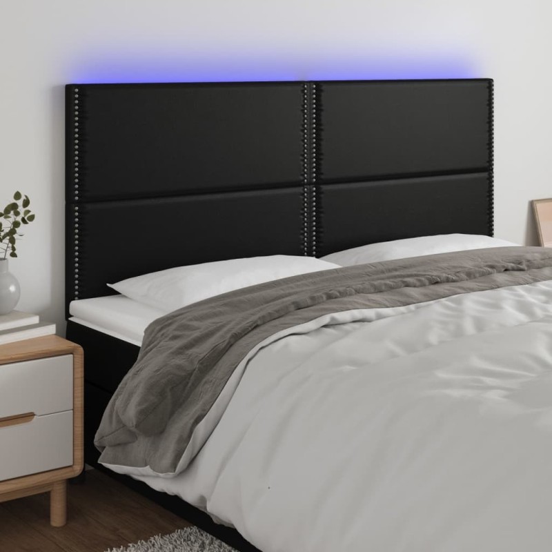 Tête de lit à LED Noir 180x5x118/128 cm Similicuir 624867624867