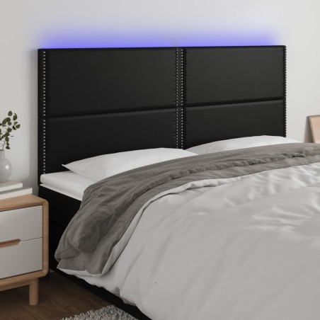 Tête de lit à LED Noir 180x5x118/128 cm Similicuir 624867624867
