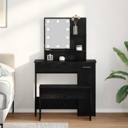 Ensemble de table de maquillage LED avec porte 2 pcs Chêne noir 624870624870