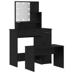 Ensemble de table de maquillage LED avec porte 2 pcs Chêne noir 624870624870