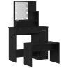 Ensemble de table de maquillage LED avec porte 2 pcs Chêne noir 624870624870