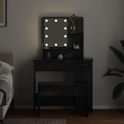 Ensemble de table de maquillage LED avec porte 2 pcs Chêne noir 624870624870