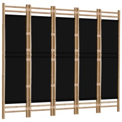 Cloison de séparation pliante 5 panneaux 200 cm Bambou et toile 624880624880