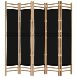 Cloison de séparation pliante 5 panneaux 200 cm Bambou et toile 624880624880