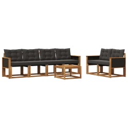 Ensemble de canapés d'extérieur 7 pcs Naturel et noir 624886624886