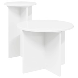 Ensemble de tables d'appoint 2 pcs Blanc Bois d'ingénierie 624887624887
