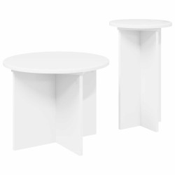 Ensemble de tables d'appoint 2 pcs Blanc Bois d'ingénierie 624887624887