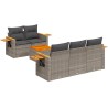 Salon de jardin 6 pcs avec coussins gris résine tressée 624889624889