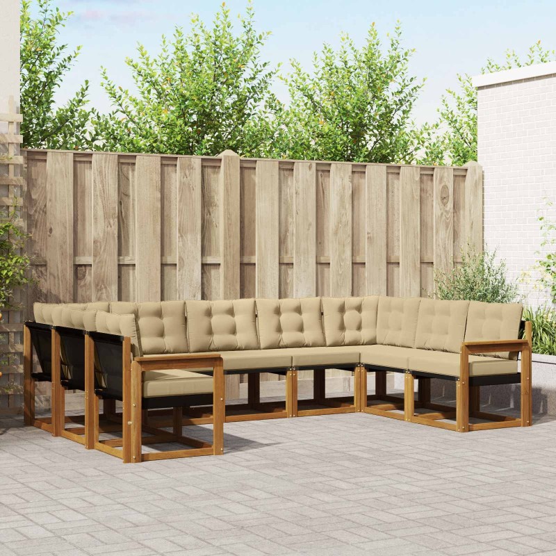 Ensemble de canapés d'extérieur 9 pcs Naturel et Beige 624893624893