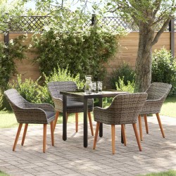 Ensemble de salle à manger pour jardin 5 pcs Gris polyrotin 624894624894