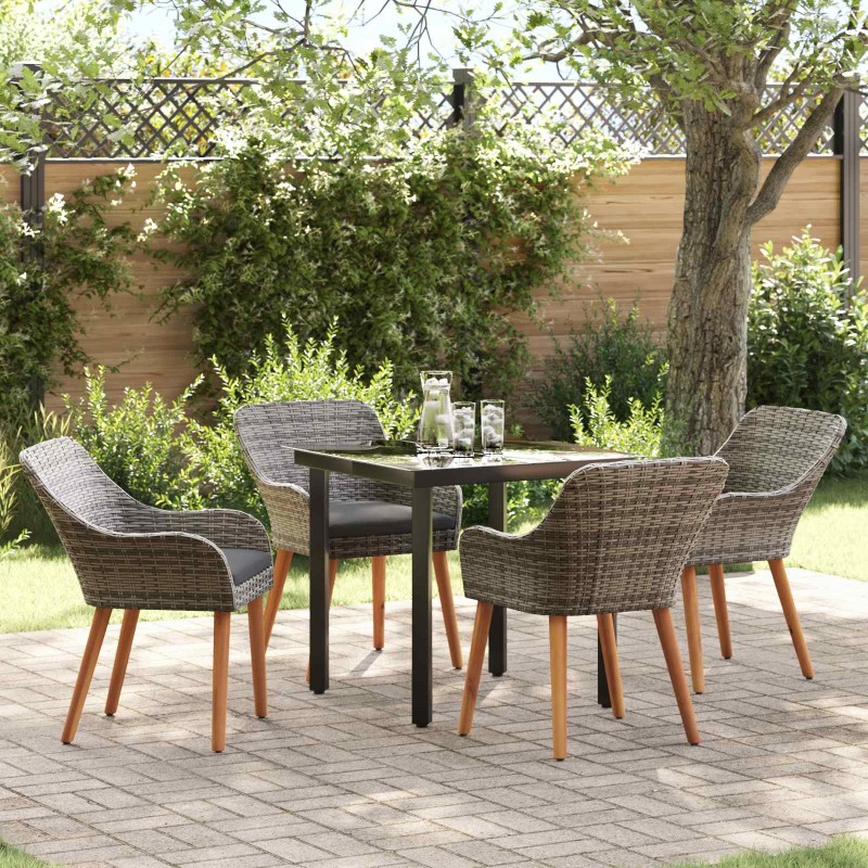 Ensemble de salle à manger pour jardin 5 pcs Gris polyrotin 624894624894