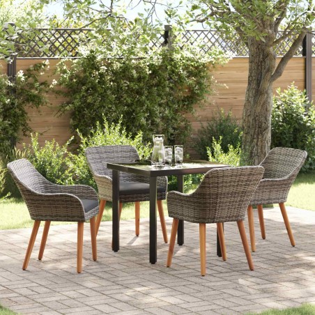 Ensemble de salle à manger pour jardin 5 pcs Gris polyrotin 624894624894