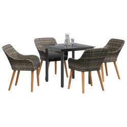 Ensemble de salle à manger pour jardin 5 pcs Gris polyrotin 624894624894