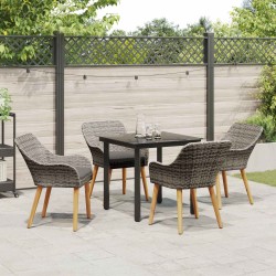 Ensemble de salle à manger pour jardin 5 pcs Gris polyrotin 624894624894