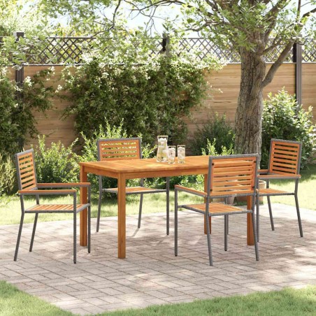 Ensemble de salle à manger pour jardin 5 pcs Gris 624898624898