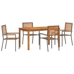 Ensemble de salle à manger pour jardin 5 pcs Gris 624898624898
