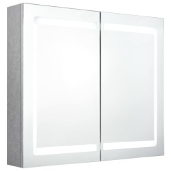 Armoire de salle de bain à miroir LED Gris béton 80x12x68 cm 624907624907