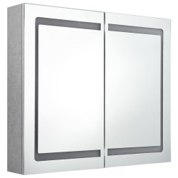Armoire de salle de bain à miroir LED Gris béton 80x12x68 cm 624907624907