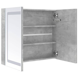 Armoire de salle de bain à miroir LED Gris béton 80x12x68 cm 624907624907
