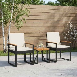 Ensemble de meubles d'extérieur 3 pcs Noir et blanc crème 624909624909