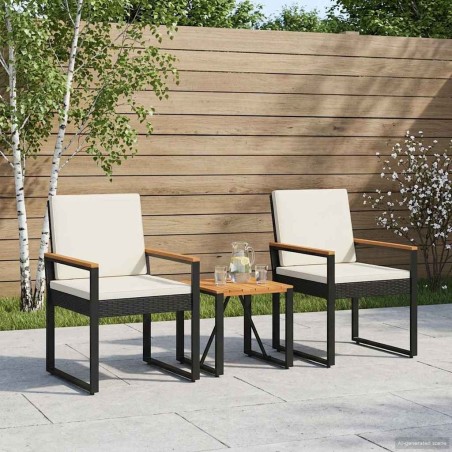 Ensemble de meubles d'extérieur 3 pcs Noir et blanc crème 624909624909
