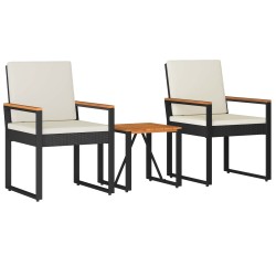 Ensemble de meubles d'extérieur 3 pcs Noir et blanc crème 624909624909
