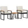 Ensemble de meubles d'extérieur 3 pcs Noir et blanc crème 624909624909