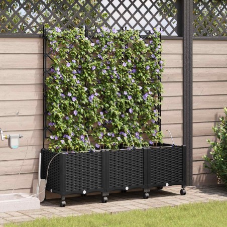 Porte-plante de jardin avec irrigation et roues 3 pc Noir PP 624910624910