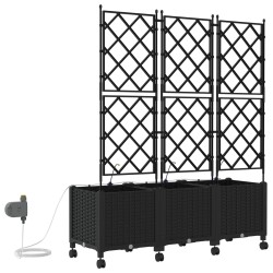 Porte-plante de jardin avec irrigation et roues 3 pc Noir PP 624910624910