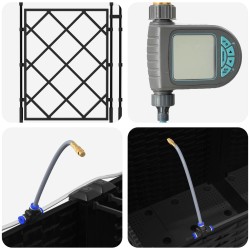 Porte-plante de jardin avec irrigation et roues 3 pc Noir PP 624910624910