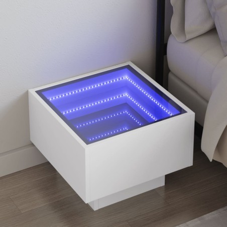 Table de chevet avec LED infini blanc 40x40x30 cm 624912624912