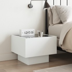 Table de chevet avec LED infini blanc 40x40x30 cm 624912624912