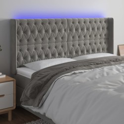 Tête de lit à LED Gris clair 203x16x118/128 cm Velours 624919624919