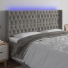 Tête de lit à LED Gris clair 203x16x118/128 cm Velours 624919624919