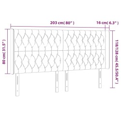 Tête de lit à LED Gris clair 203x16x118/128 cm Velours 624919624919