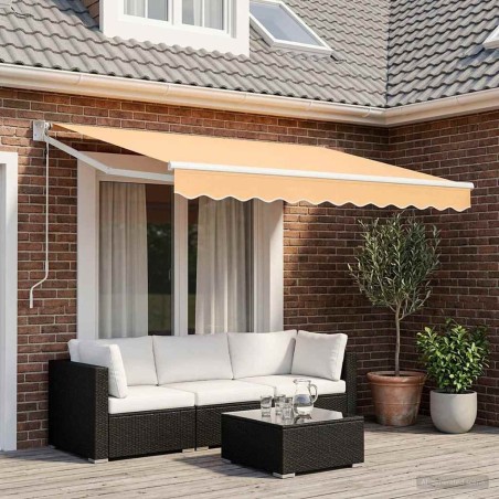Auvent rétractable Sable 3,5 x 2,5 m Polyester et métal 624929624929