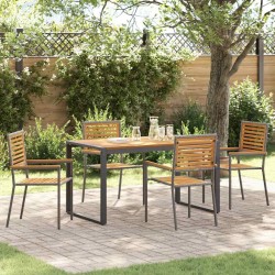 Ensemble de salle à manger pour jardin 5 pcs Gris et marron 624934624934