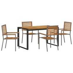 Ensemble de salle à manger pour jardin 5 pcs Gris et marron 624934624934