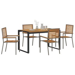 Ensemble de salle à manger pour jardin 5 pcs Gris et marron 624934624934